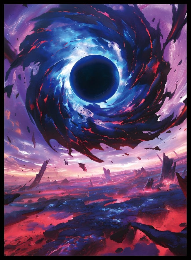 Kiiransr MTG Card Sleeves - Black Hole Damnation - Ultra Clear Front & Matte Finish Back, 100 Count Standard Size Matte Art Sleeve for Magic The Gathering - Image 1